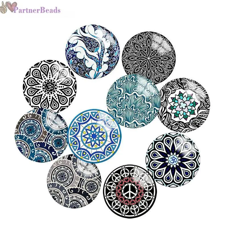 

Круглый стеклянный кабошон mandala для фото, демонстрация плоской задней поверхности, фурнитура для изготовления застежек 20 мм, N2981
