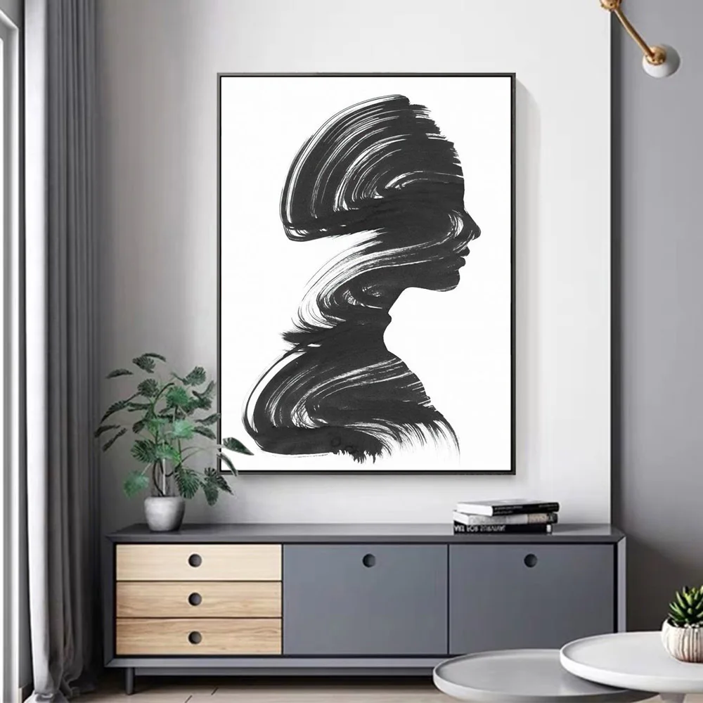 

Абстрактное искусство в скандинавском стиле, портрет чернильной линии, холст, плакат, современное минималистичное домашнее настенное иску...