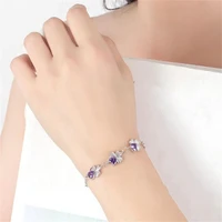 charm purple crystal clover flower bracelet women jewelry high quality 925 sterling silver bangle female summer hand accessories