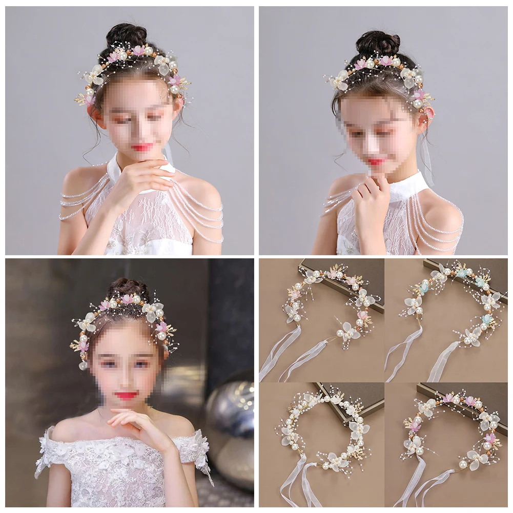 

Elegant Bridal Headband Imitated Pearl Hair Headdress Flower Wreath Women Bride Garland Head Hoop Wedding Headbands Hair Jewelry