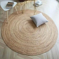 rug jute round natural 100handmade carpet reversible braided modern rustic look home decoration