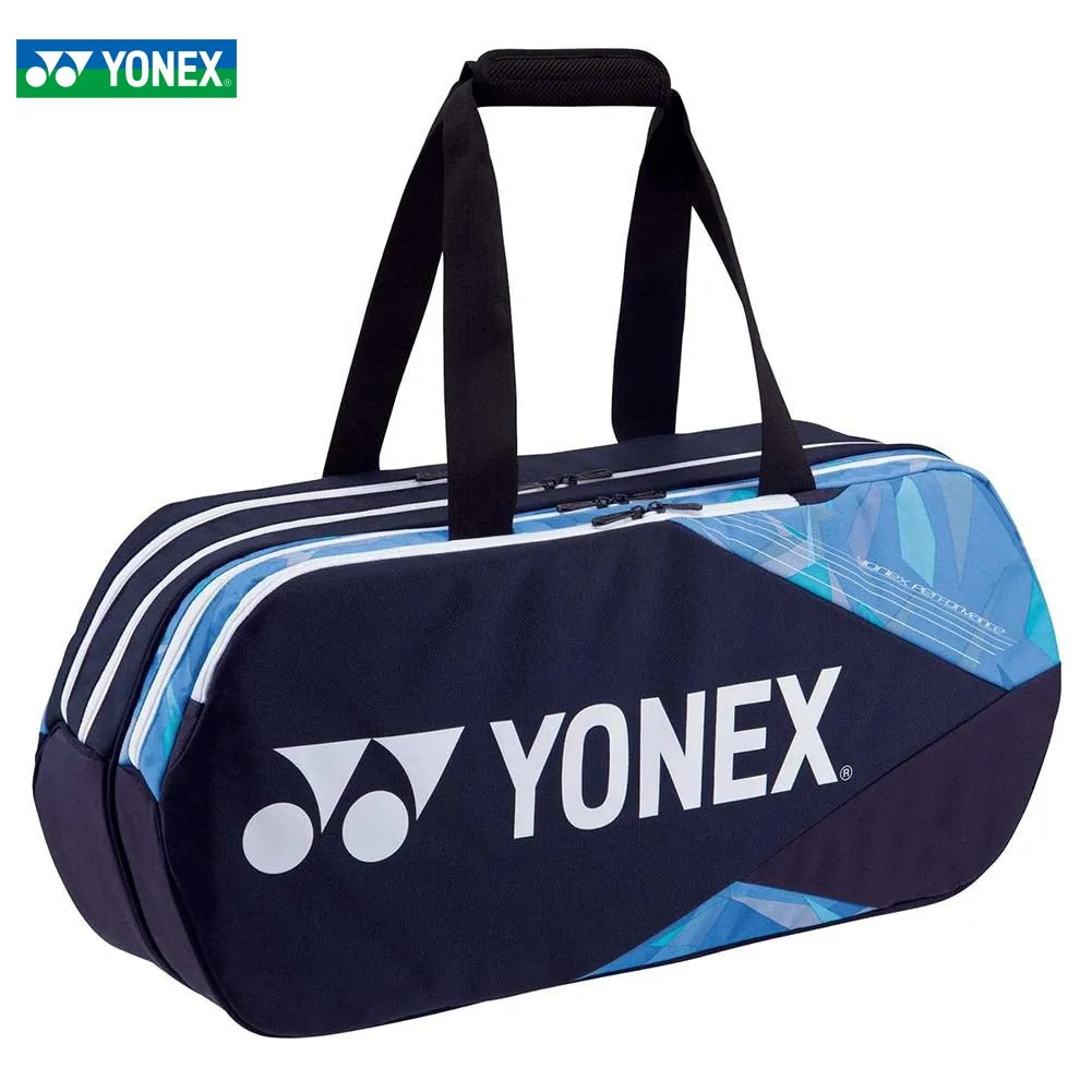 Tour Edition YONEX Badminton Racket Bag Large Collection Tournament Bag Shoe Storage Pocket Holds 2 Tennis Racquets Fine Blue
