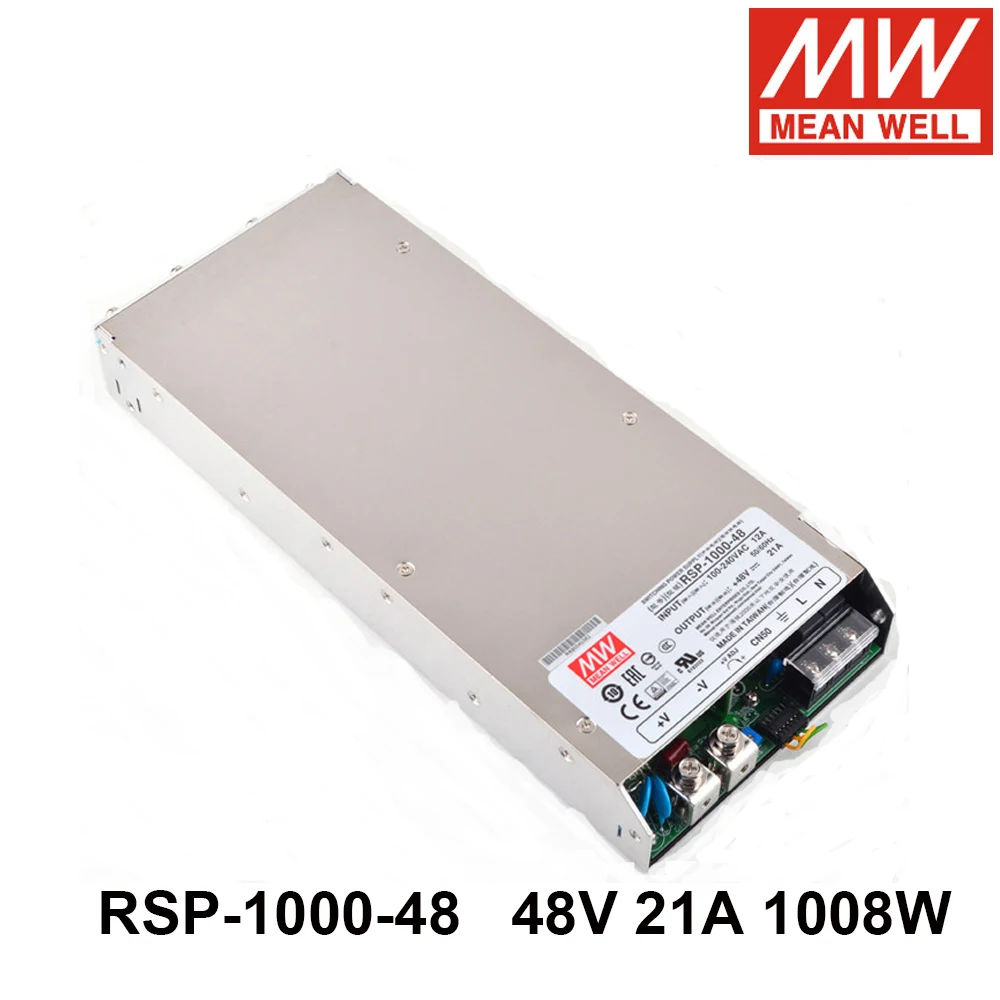

MEAN WELL RSP-1000-48 AC TO DC 48V 21A 1008W Single Output Switching Power Supply PFC Meanwell Laser Machine Transformer