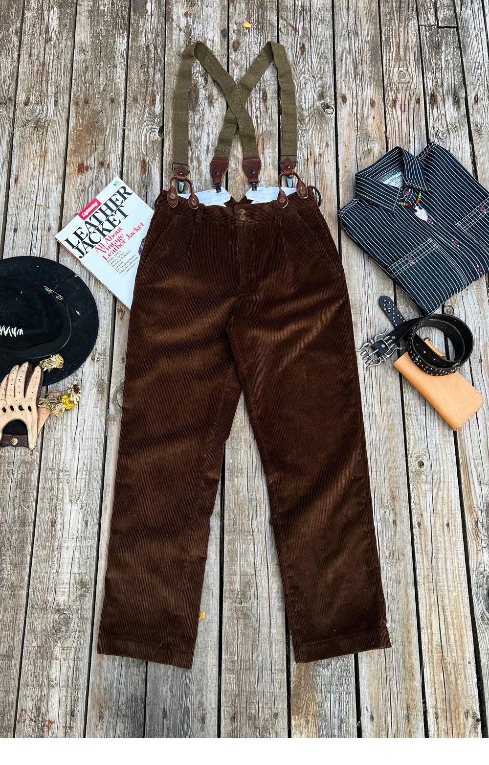 

Men's Corduroy Pants Straight Mid-Waist Classic Vintage Workwear