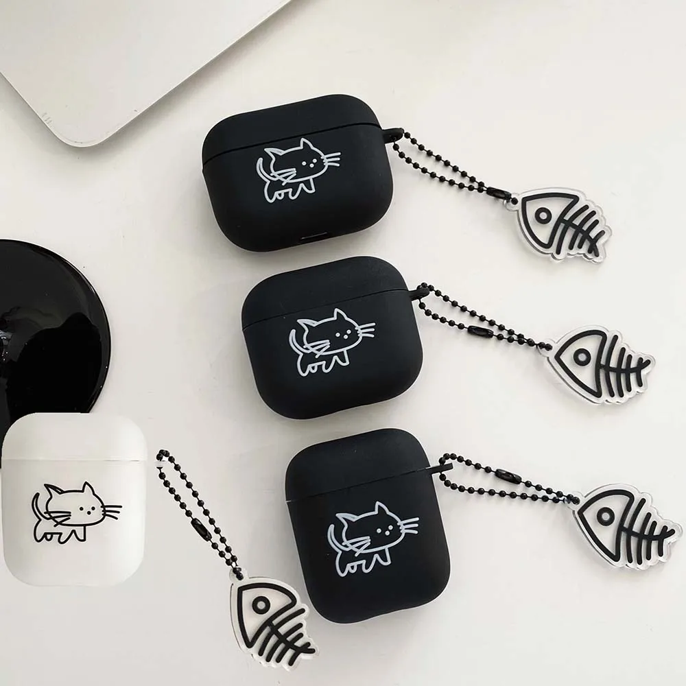 

Cable Cat Case For airpods 1 2 3 Pro 2 ear phone charge airpod Soft Matte TPU Pendant air pod Cover Holder