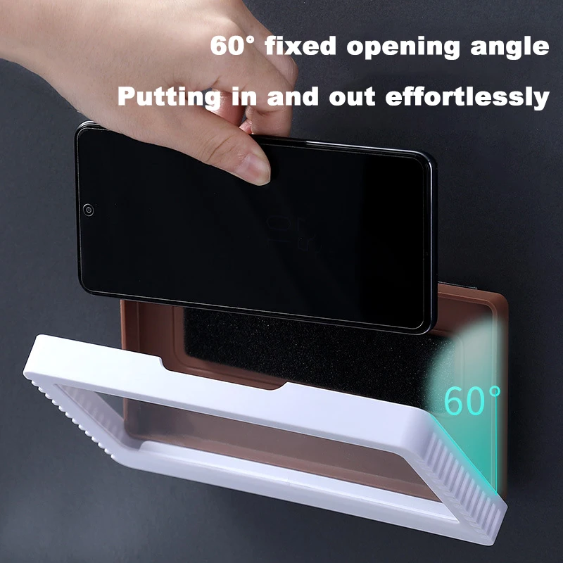 liner phone holder waterproof case box wall mounted full coverage phone shelf self adhesive shower accessories free global shipping