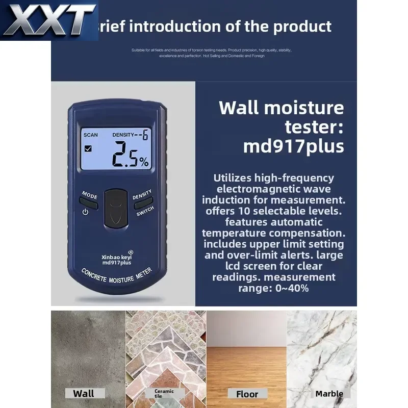 Фото Цифровой гигрометр XXT MD917 Plus для измерения влажности бетона и стен №3