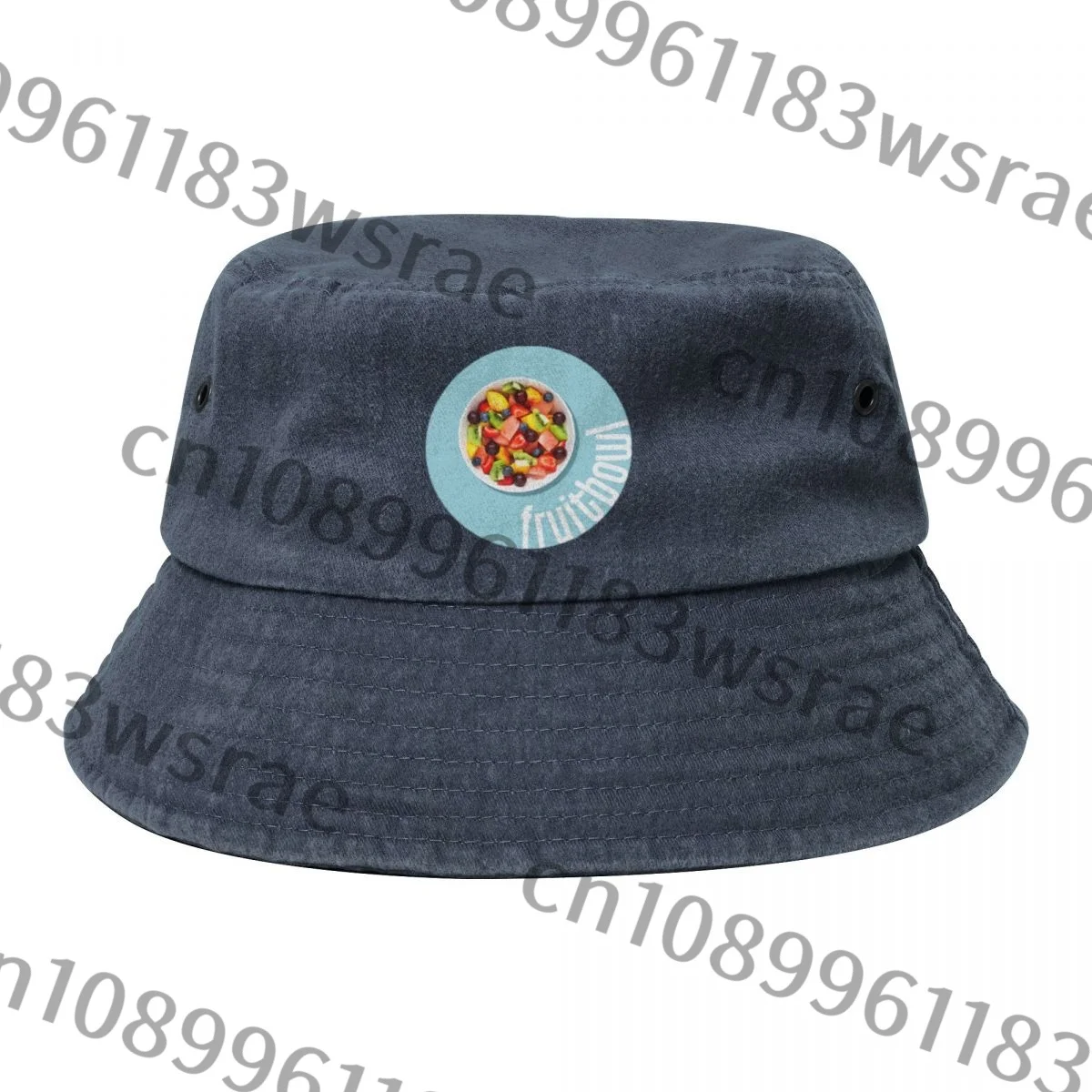 z nowoczesnym logo Fruitbowl kowbojska czapka dżinsowa kapelusz rybaka
