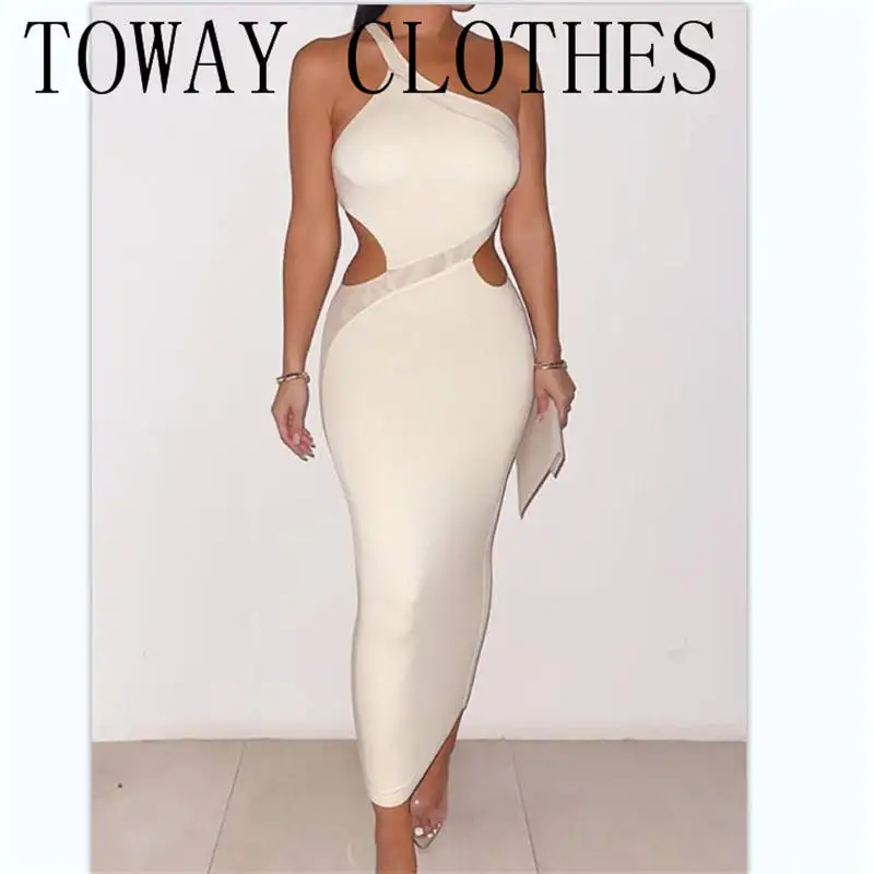 

Dress For Women Summer Sexy One Shoulder Cutout Backless Patchwork Party Dress