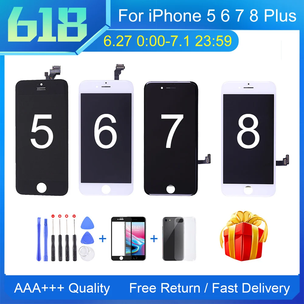 

LCD Screen For iPhone 5 5SE 6 6S 7 8 Plus LCD With 3D Touch Screen Digitizer Assembly Display Pantalla Replacement With Gift
