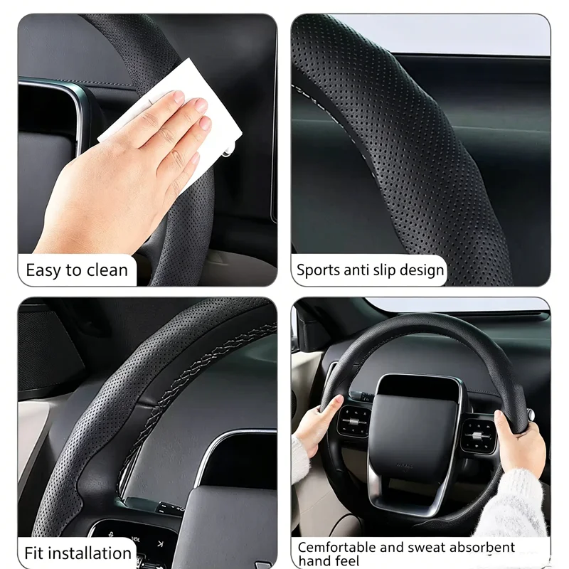 Фото Кожаный чехол на руль, подходит для всех моделей Mazda 3, 5, 6, Axela, Atenza, CX30, CX5, CX8, CX9, MX5, RX8, RX7, BT50, универсальный, на все сезоны №3