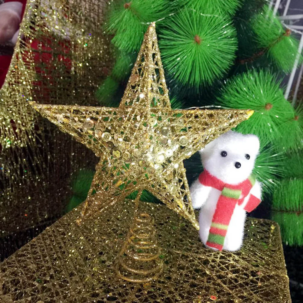 

Christmas Tree Topper Glitter Star Tree Topper Ornament Xmas Sparkling Christmas Tree Decoration for Home Bar Shop Office