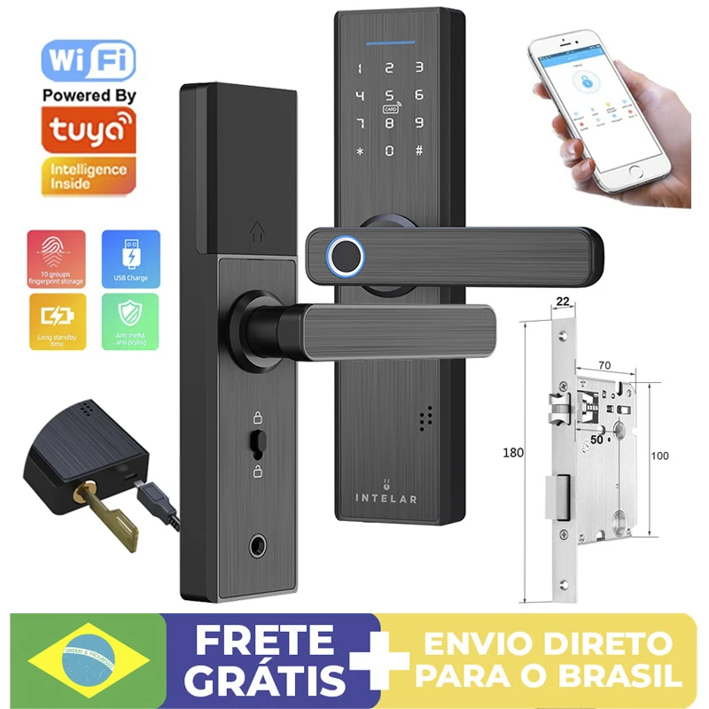 

Wifi Electronic Lock With Tuya APP Remotely/Biometric Fingerprint/Smart Card/Password/Key Unlock