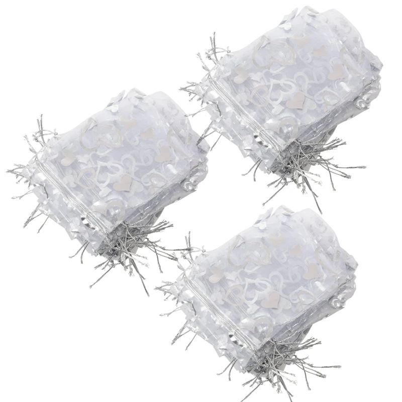 

75X Silver Organza Wedding Favor Gift Bag Pouch 12X10cm