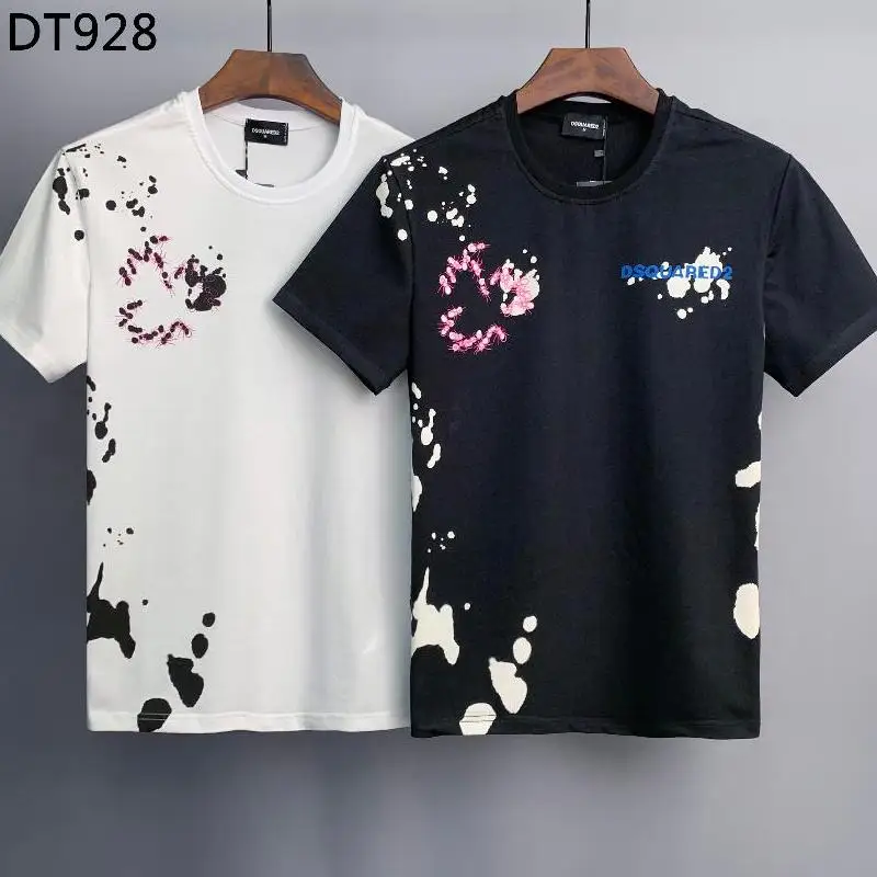 

2022 Dsquared2 Cotton Letter Print Round Neck Short Sleeve Shirt Tie Dye Casual Men's Clothing Tops DT928