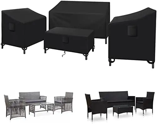 

Covers,4-Piece Outdoor Veranda Garden Furniture Covers Set Waterproof - Upgraded 420D Heavy Duty Oxford Fabric Rattan Furniture