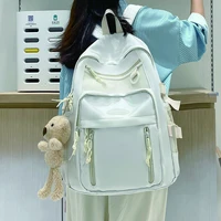 large capacity women nylon backpack white cute girl college style school bag high quality waterproof rucksack anti theft mochila