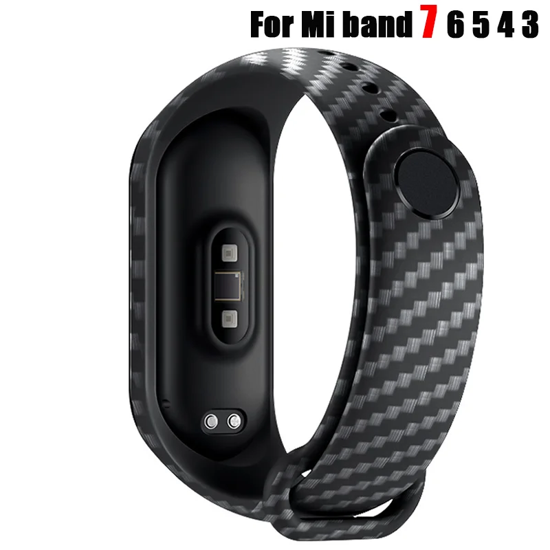 

For Xiaomi Mi Band 7 6 Nfc Wristband smartwatch Carbon fiber strap MIband 5 silicone bracelet correa Mi Band 5 4 3 Accessories