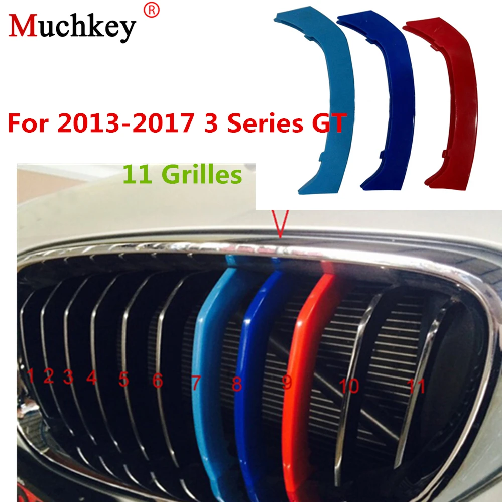 

3 Colors Front Grille Trim Strips Grill Cover Sticker for 2013-2017 BMW 3 Series GT F34 320i 328i 330i 335i 340i 3D M Styling