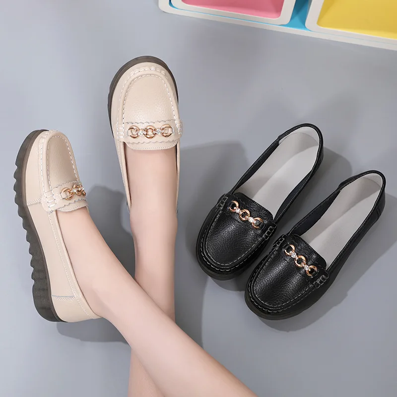

Genuine Leather Loafers Women 2022 Comfortable Slip on Wedge Oxford Shoes for Women Nursing Flat Shoes Woman Chaussure Femme