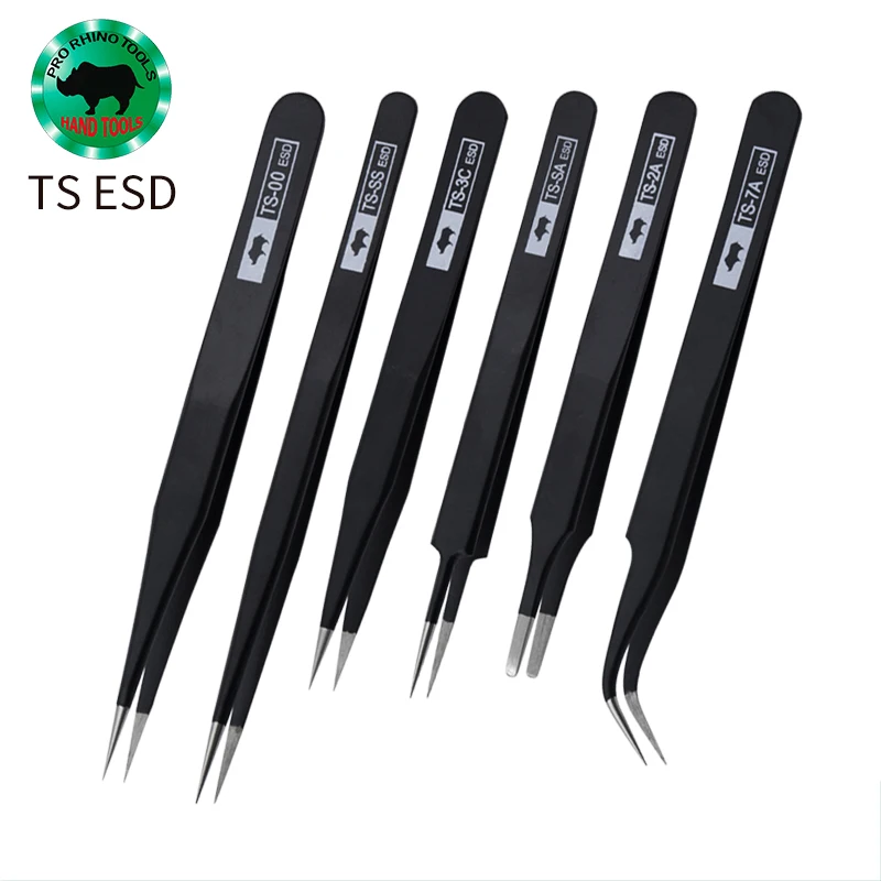 

1pcs PRO RHINO TOOLS ESD Tweezers Electro-Static Discharge High-precision Super Hard for Repairing Watch or Mobile