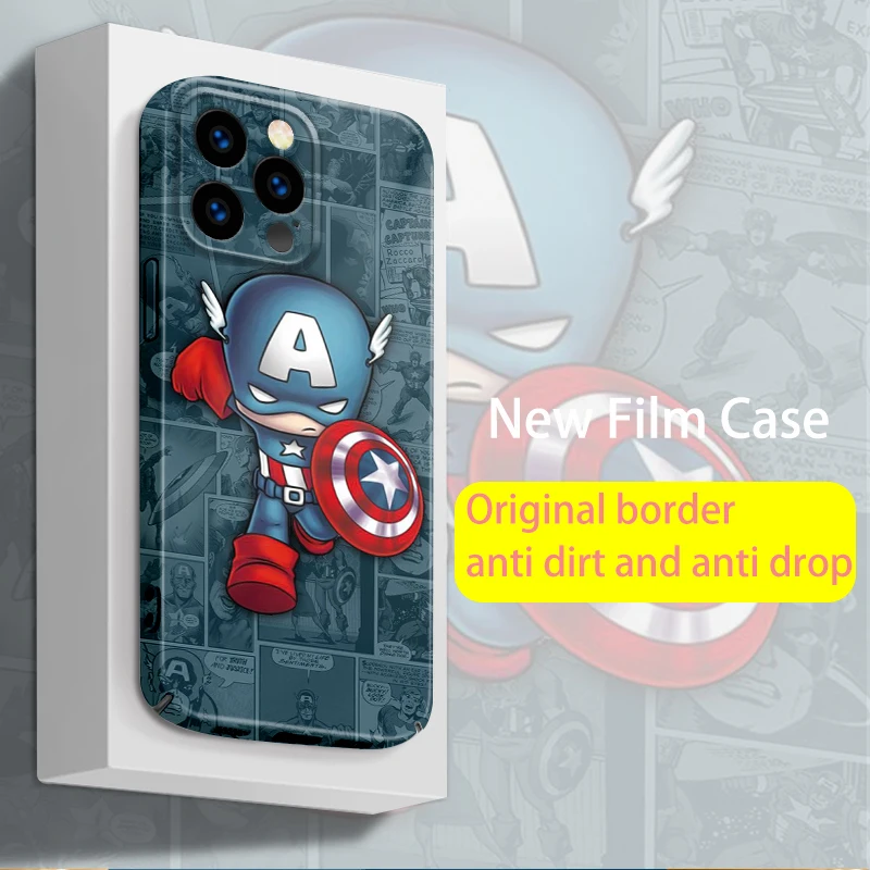 

Marvel Captain America For Apple iPhone 14 13 12 11 XS Mini Pro Max 8 7 6S 6 XR XS X Plus Film Feilin Light Phone Case