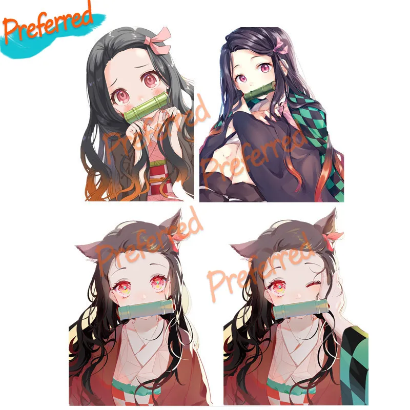

High Quality Kamado Nezuko Kimetsu No Yaiba Decal Motocross Racing Laptop Helmet Trunk Wall Vinyl Car Sticker Die Cutting