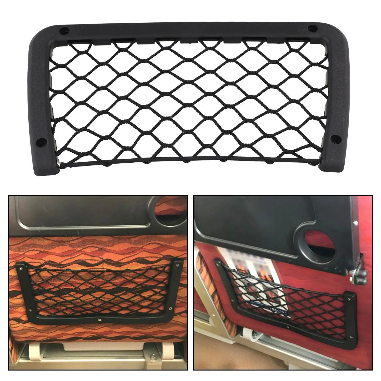 Replacement Pocket Storage Net Large Organizer Plastic+Polyester Bag Simply Strong Elastic Black Boat Car interior