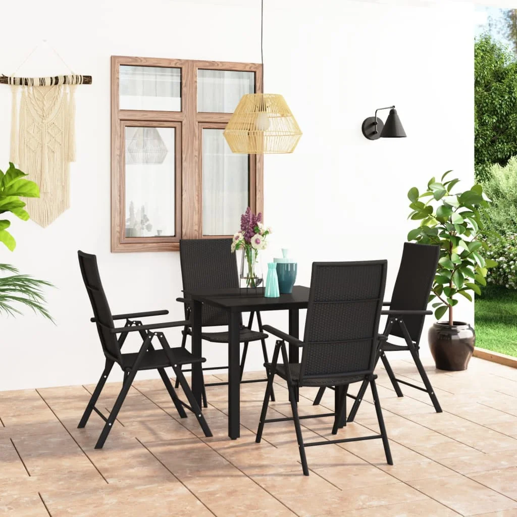 

5 Piece Garden Dining Set,Patio Table and Chair Set, Black