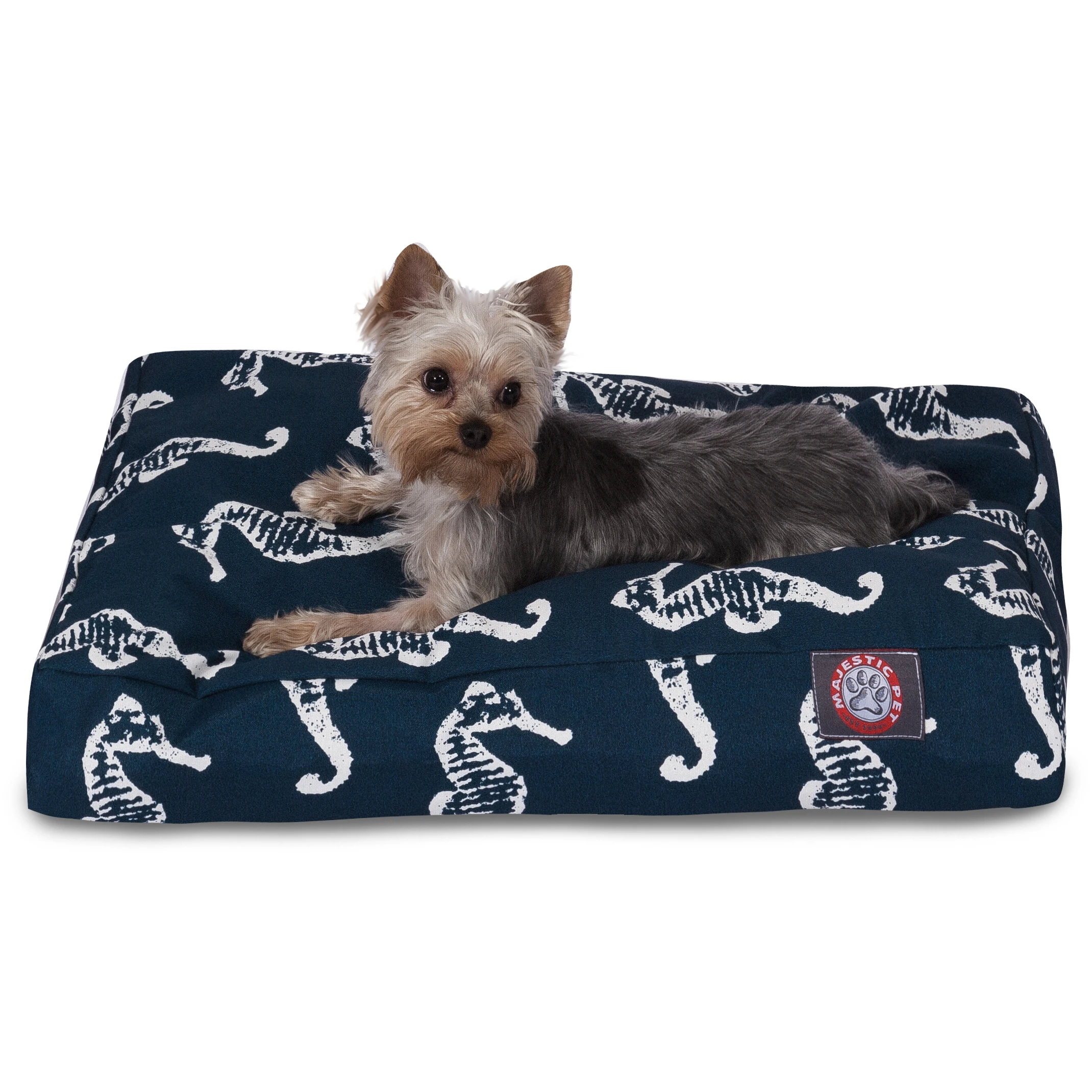 

Sea Horse Rectangle Pet Bed For Dogs, Removable Cover, Navy, Small