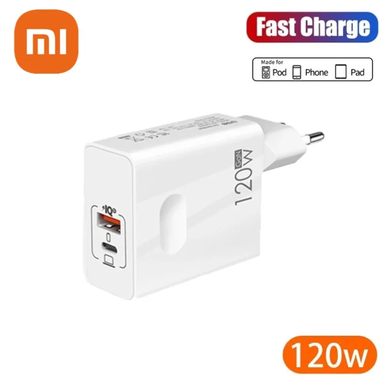 XIAOMI 120 Вт Быстрое зарядное устройство USB Type C PD Кабель EU Quick Charge 3.0 Адаптер для iPhone MI