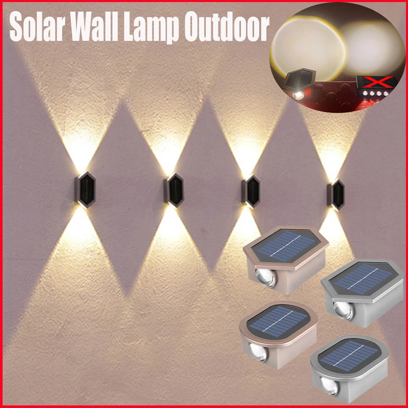 

Solar Wall Lamp Outdoor Waterproof Solar Lights Outdoor for Garden Street Balcony Decor 1st Gear Warm Light 2nd Gear White Light
