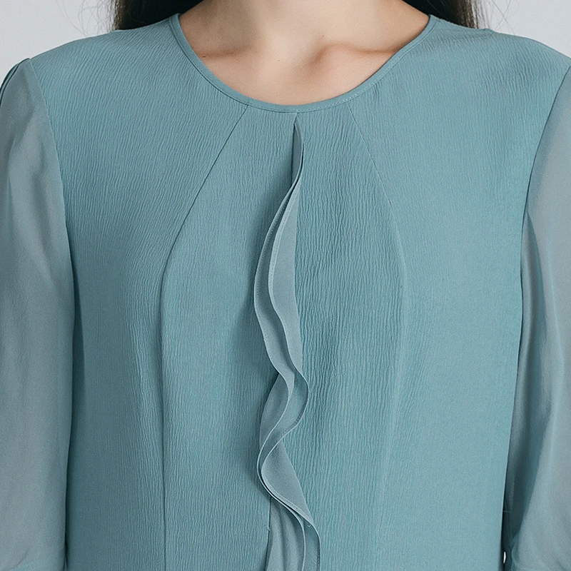 Женское шелковое платье со шнуровкой с круглым вырезом и коротким рукавом