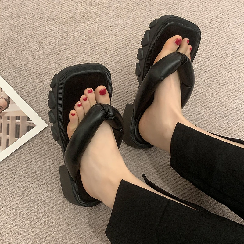 

Shoes Woman 2022 Female Slippers Lady Platform Luxury Slides Rubber Flip Flops Med New Girl Flat Designer Summer Hawaiian Fashio