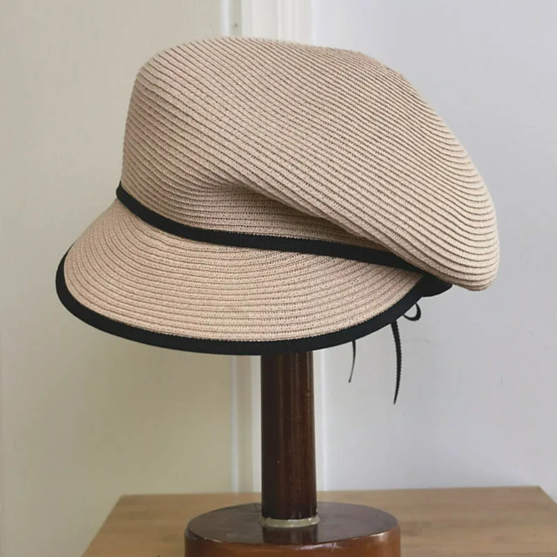 Шляпа женская Соломенная с косыми полями регулируемый головной убор от солнца