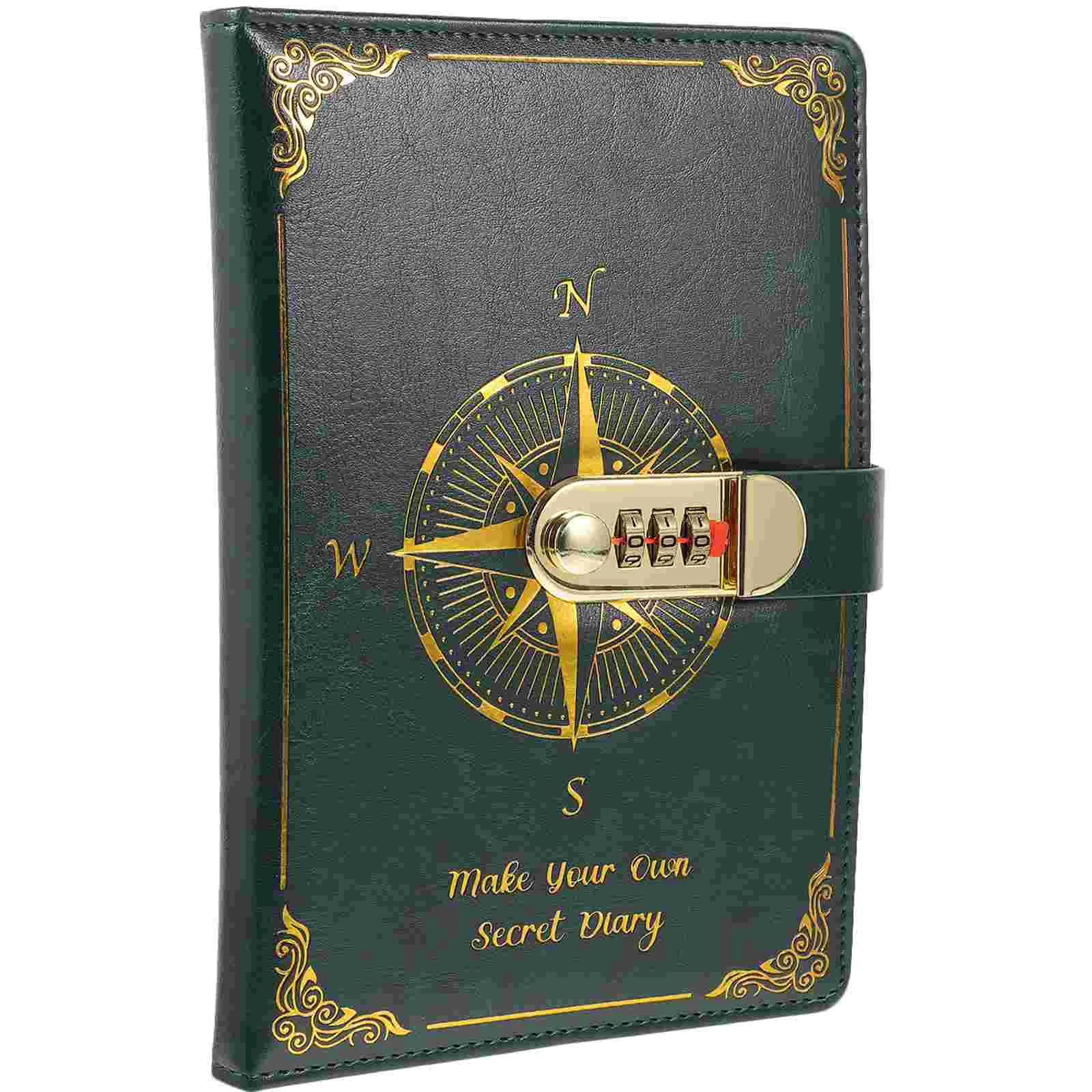 

Notebook Decorative Lock Journal Vintage Scrapbook Imitation Notepad Office Conference Travel