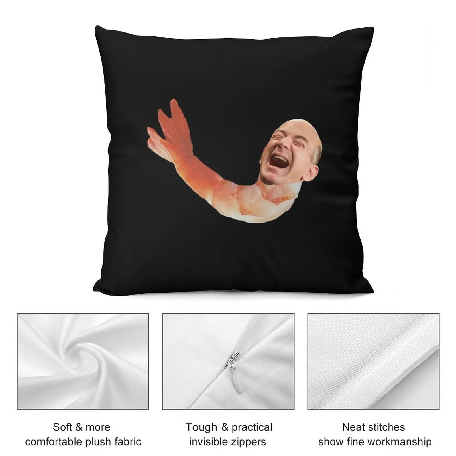 Декоративная подушка в виде креветки с изображением Джеффа безоса