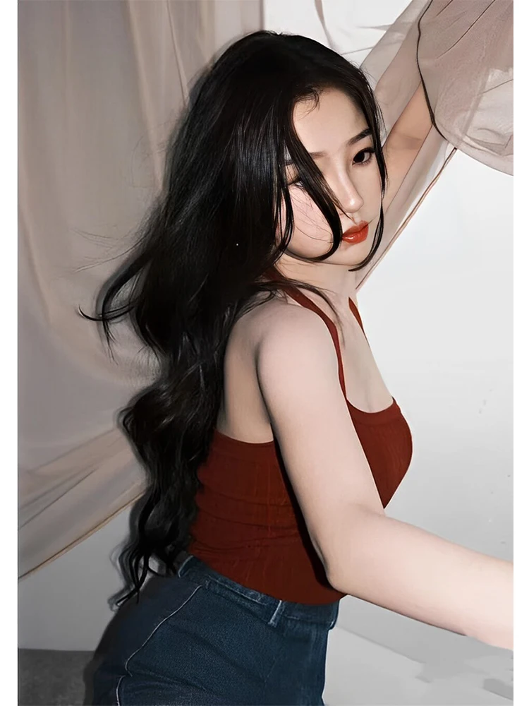 Yu Shuxin Same Sle сексуальный красный маленький жилет на бретельках женская летняя