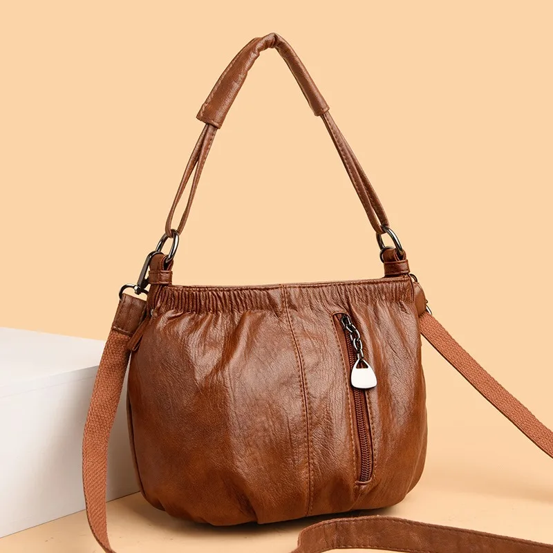 Кожаные сумки на плечо для женщин винтажные модные элегантные женские сумочки от