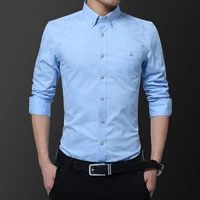 autumn new mens shirts long sleeved business casual cotton breathable and comfortable fashion solid color slim fit no ironing