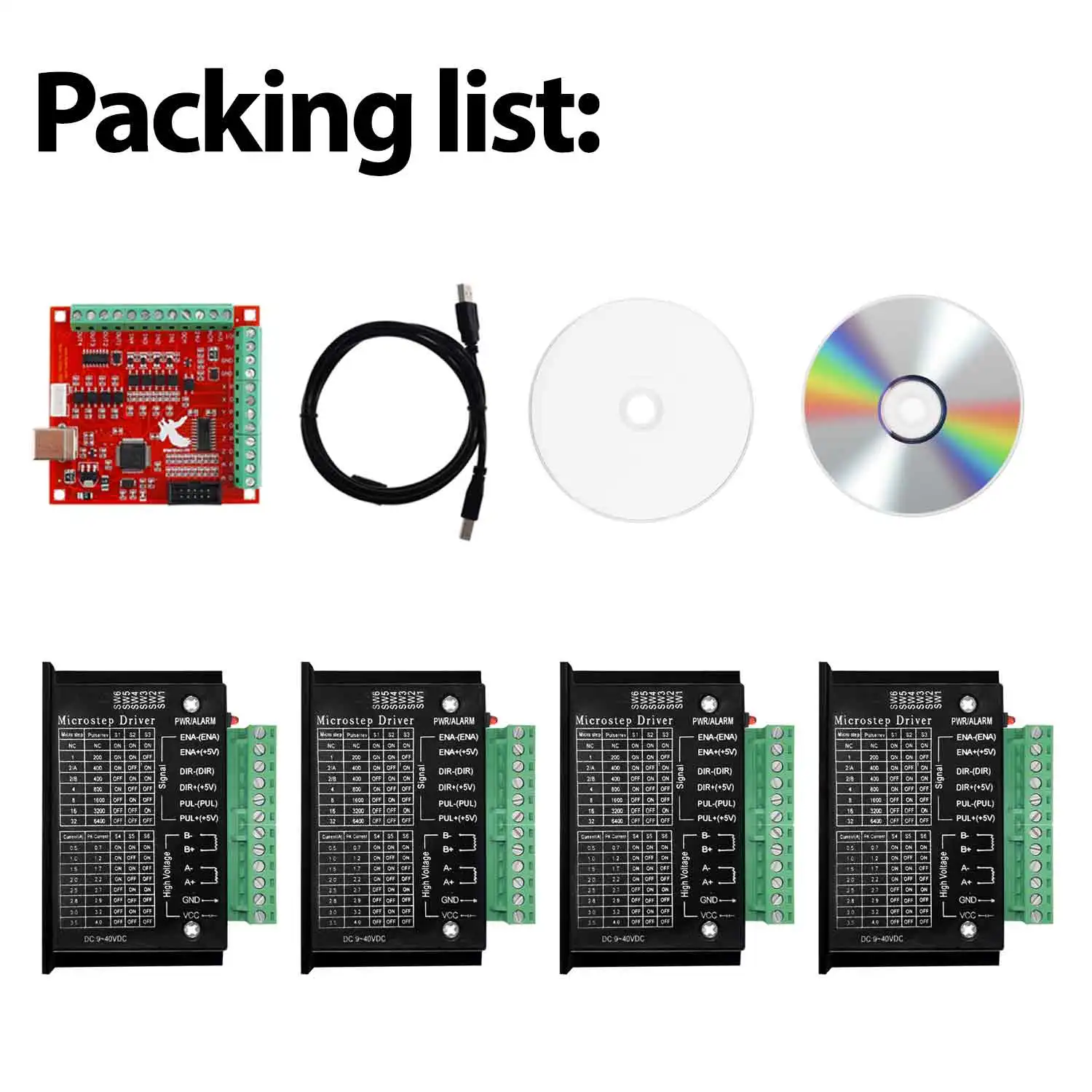 

4 шт. драйвер шагового двигателя TB6600 обновление Nema 23 Nema17 4A DC9-42V + 1 шт. коммутационная плата с ЧПУ USB MACH3 100 кГц 4-осевой контроллер