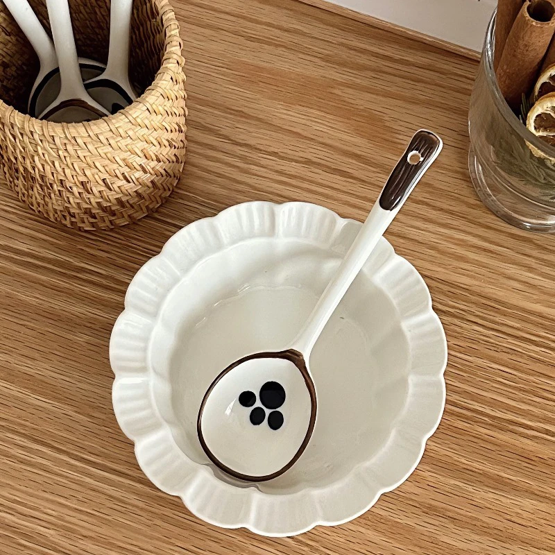 Керамическая ложка для супа, ручной работы