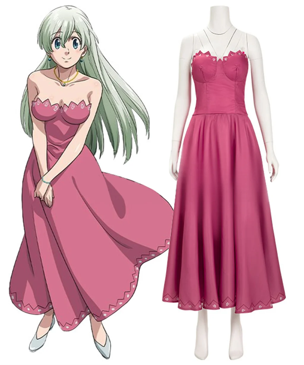 

Anime The Seven Deadly Sins Elizabeth Liones Cosplay Costume Girl Women Pink Dress Outfits Uniform Halloween Carnival Costume