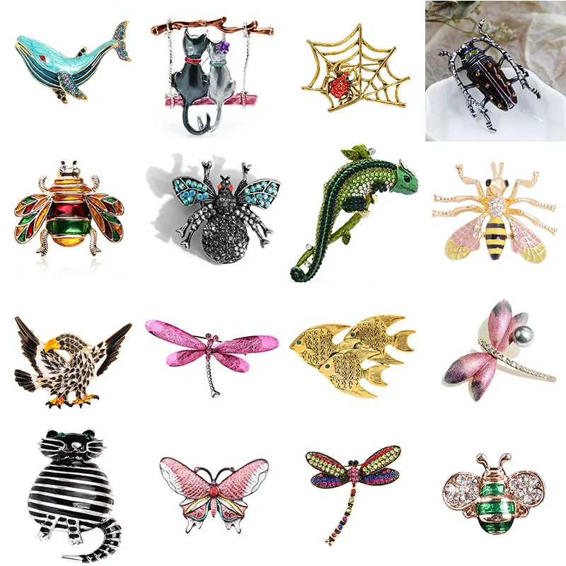 

Fashion Personality Classic Beetle Insect Animal Brooch Drip Oil Rhinestone Alloy Accessories Men and Women Pin