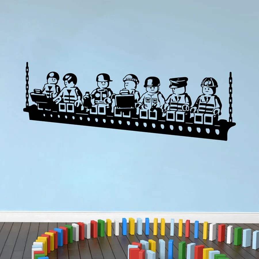 Funny Cartoon Robots Lego Vinyl Wall Sticker Robot Boys Room Wall Art Decals Decor Y170801