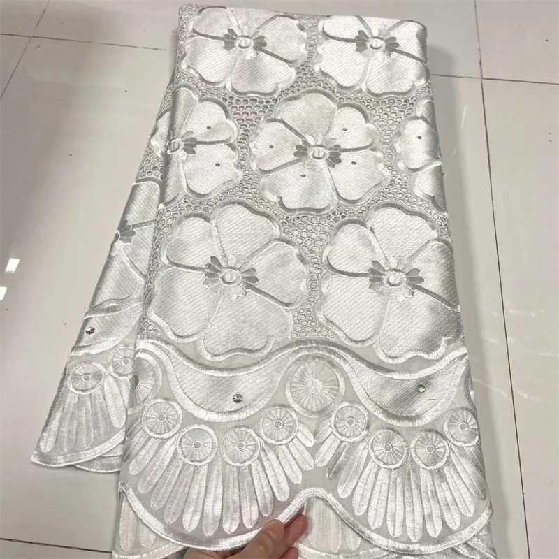 

5 yards100% Cotton fabric 2022Dubai heavy beaded embroidery African Dry lace fabrics Swiss voile lace in Switzerland 13L3.17