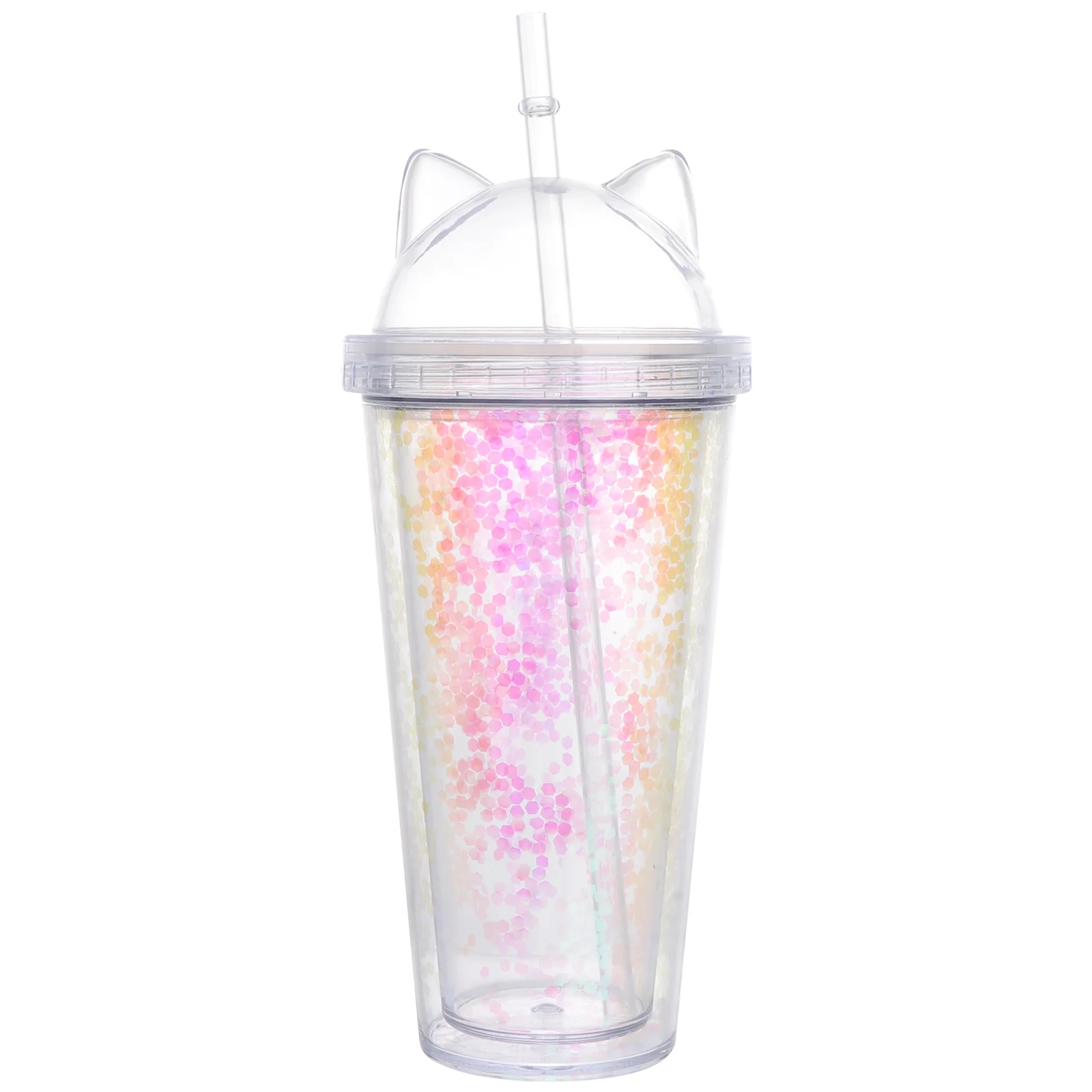 

Sports Water Bottle Clear Tumbler Water Cups Straw Plastic Juice Cup Glass Straw