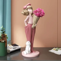 european storage tray bouquet girl resin sculpture crafts home livingroom figurines decoration villa hall statue accessories