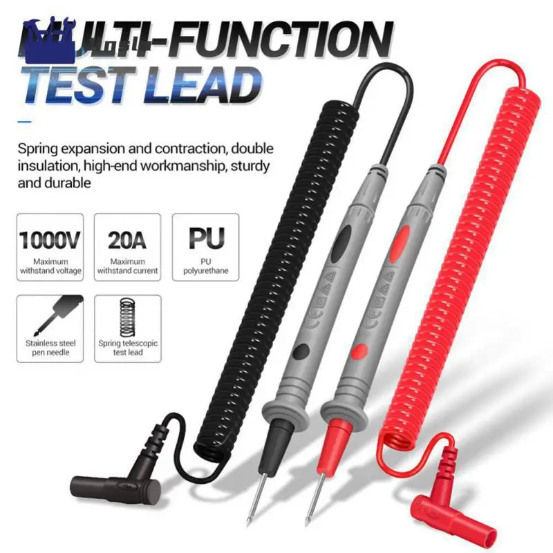 

pair Digital Multimeter probe Soft-silicone-wire Needle-tip Universal test leads with Alligator clip For LED tester Multimetro