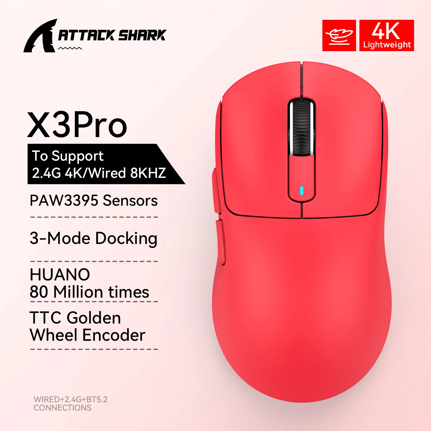 Bluetooth-мышь Attack Shark X3 PixArt PAW3395